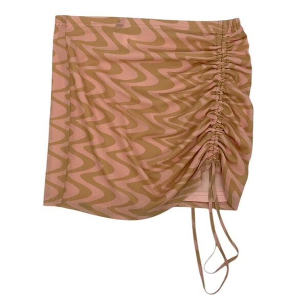 Abound Cinch Tie Mesh Miniskirt Pink Tan Size Small NWOT - Picture 3 of 8